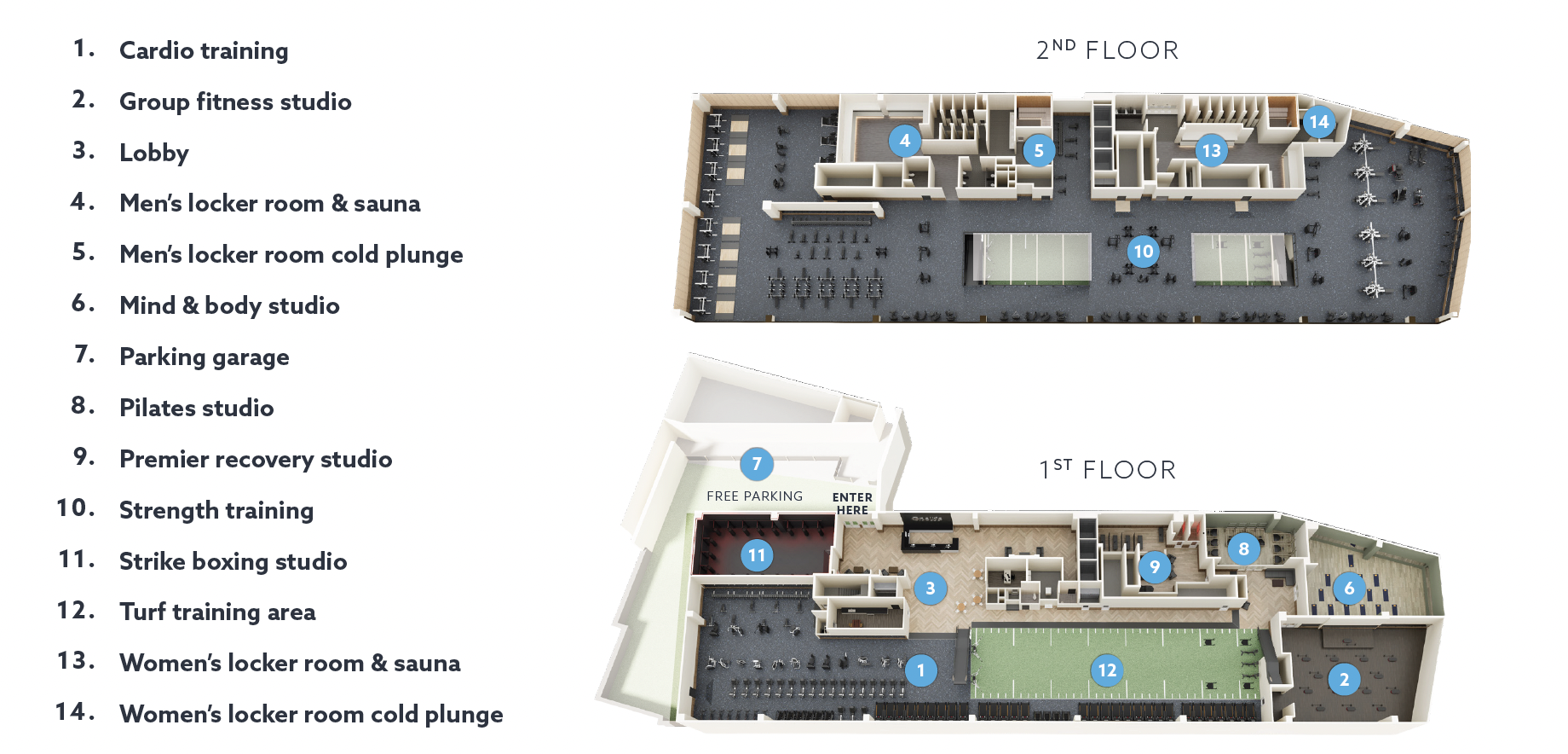 Club floor plan and amenities preview